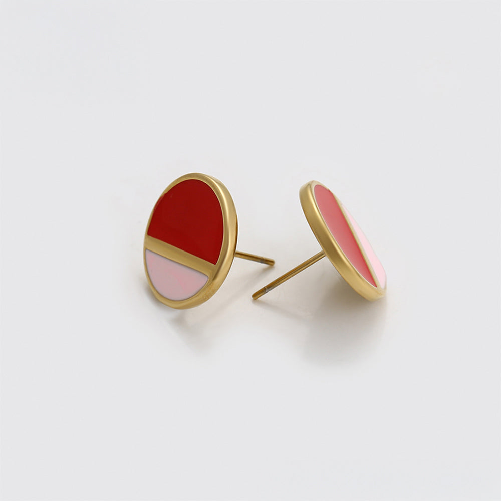 Ohrringe aus goldplattierter Legierung mit rotem Emporia®-Kristall und rosafarbenem Emporia® Kristall 1 
