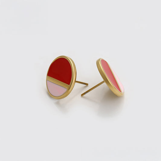 Ohrringe aus goldplattierter Legierung mit rotem Emporia®-Kristall und rosafarbenem Emporia® Kristall