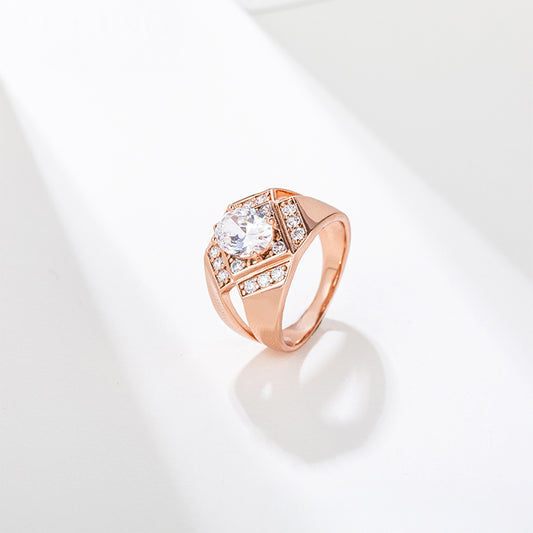 Ring aus goldplattierterr Legierung mit weißem Emporia® Kristall