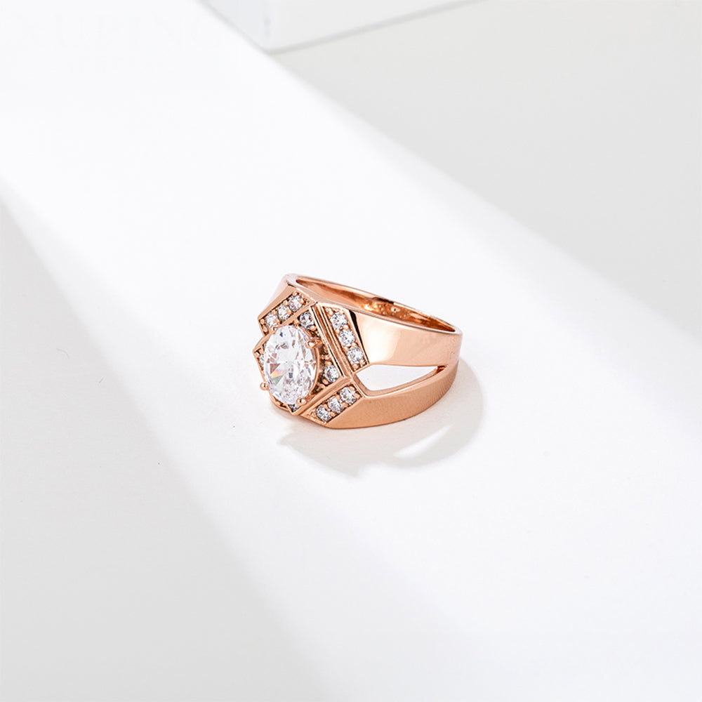 Ring aus goldplattierterr Legierung mit weißem Emporia® Kristall 6 