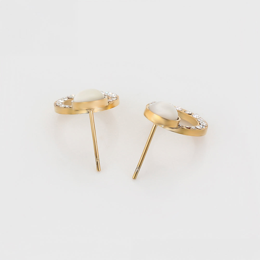 Ohrringe aus goldplattierter Legierung mit weißem Emporia® Kristall 7 