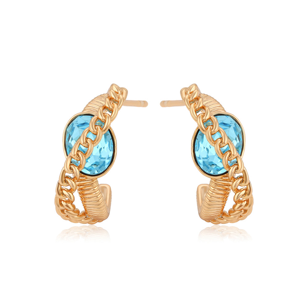 Ohrringe aus goldplattierter Legierung mit blauem Emporia®-Kristall