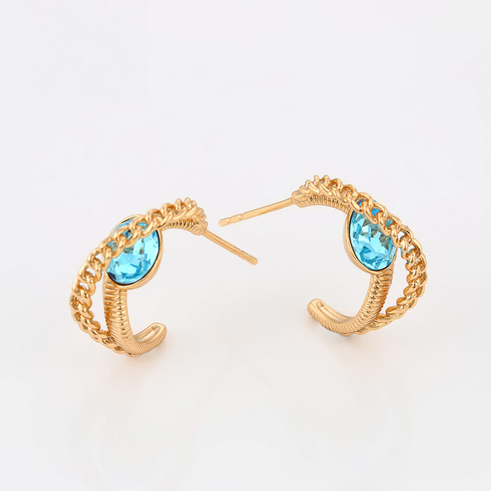 Ohrringe aus goldplattierter Legierung mit blauem Emporia®-Kristall 4 