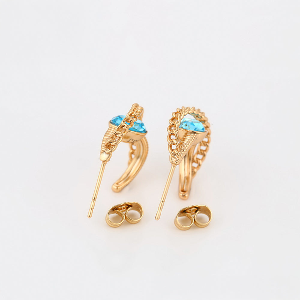 Ohrringe aus goldplattierter Legierung mit blauem Emporia®-Kristall