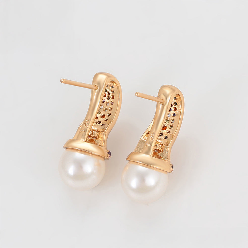 Ohrringe aus goldplattierter Legierung mit rotem Emporia®-Kristall und Glasperle 3 