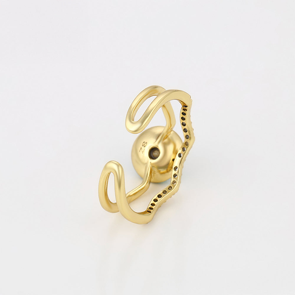 Ring aus goldplattierterr Legierung mit grünem Emporia® Kristall und weißem Emporia® Kristall 5 