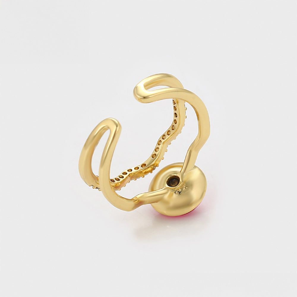 Ring aus goldplattierterr Legierung mit rotem Emporia®-Kristall 3 