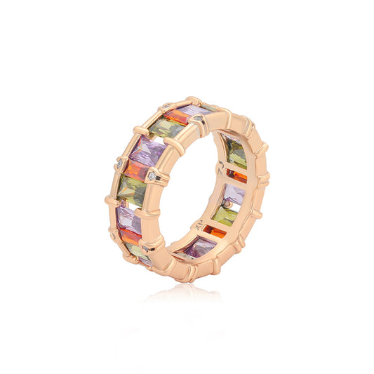 Ring aus goldplattierterr Legierung mit purpurfarbenem Emporia® Kristall und rosafarbenem Emporia® Kristall