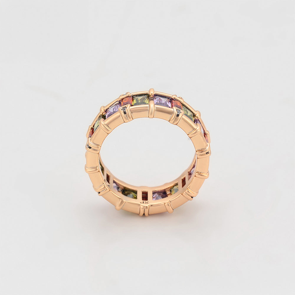 Ring aus goldplattierterr Legierung mit purpurfarbenem Emporia® Kristall und rosafarbenem Emporia® Kristall 4 