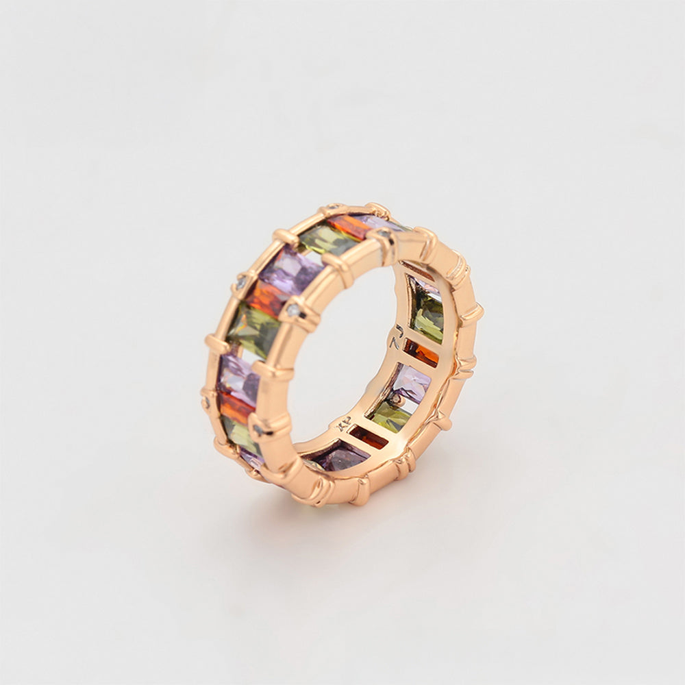 Ring aus goldplattierterr Legierung mit purpurfarbenem Emporia® Kristall und rosafarbenem Emporia® Kristall 5 