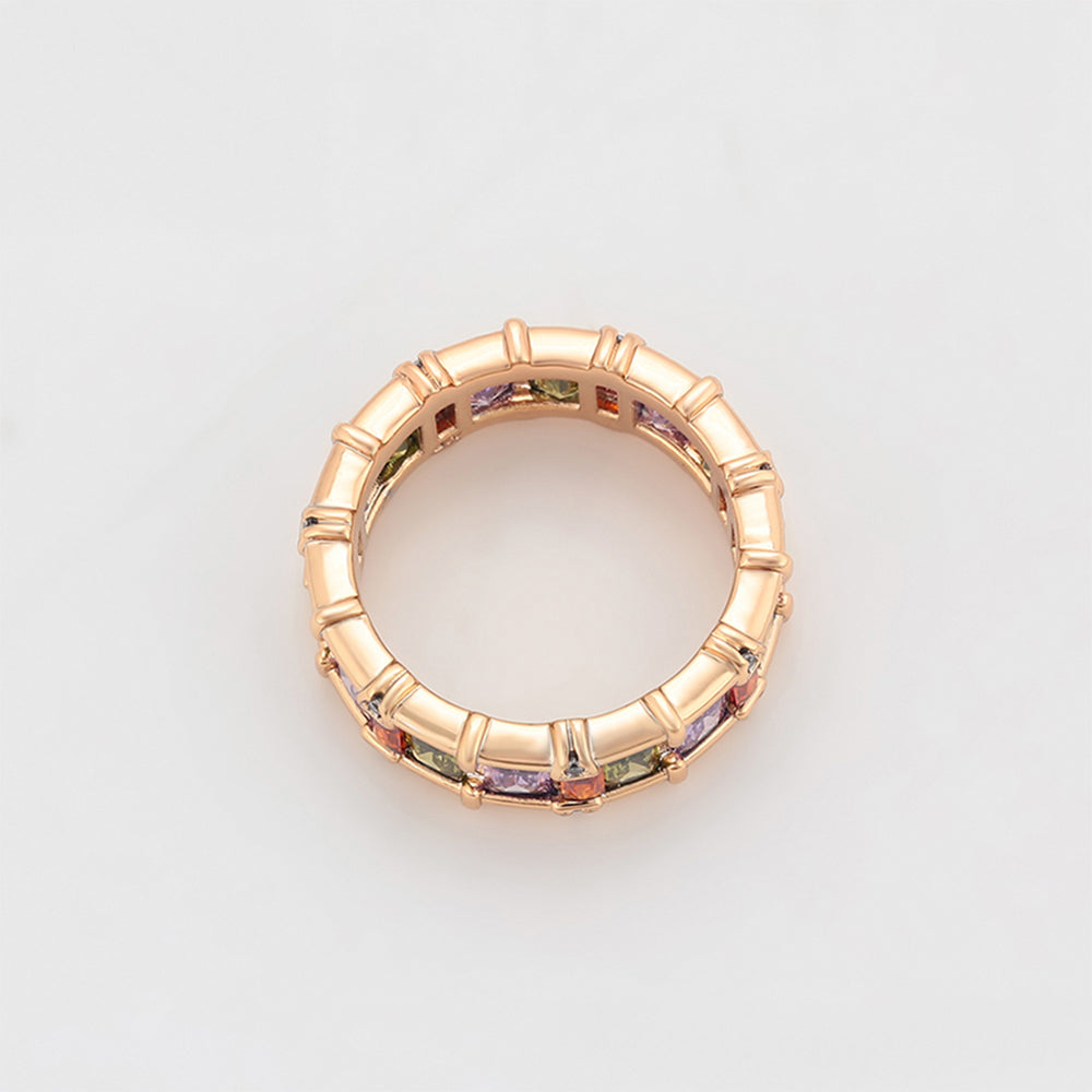 Ring aus goldplattierterr Legierung mit purpurfarbenem Emporia® Kristall und rosafarbenem Emporia® Kristall 7 