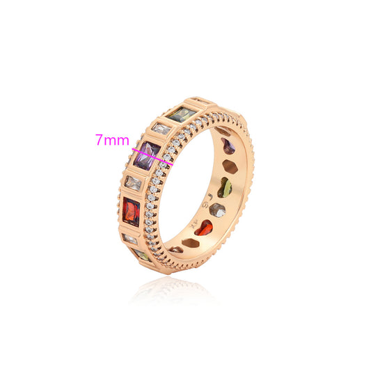 Ring aus goldplattierterr Legierung mit rotem Emporia®-Kristall und purpurfarbenem Emporia® Kristall