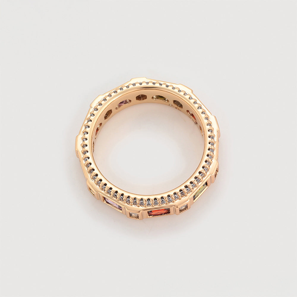 Ring aus goldplattierterr Legierung mit rotem Emporia®-Kristall und purpurfarbenem Emporia® Kristall 7 