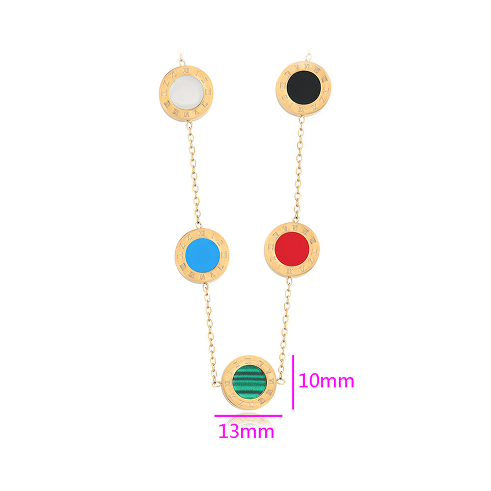 Halskette aus goldplattierter Legierung mit rotem Emporia®-Kristall und blauem Emporia®-Kristall