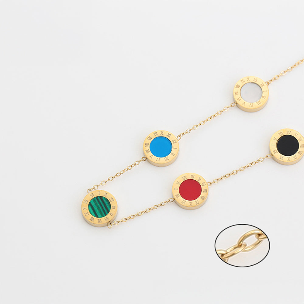 Halskette aus goldplattierter Legierung mit rotem Emporia®-Kristall und blauem Emporia®-Kristall