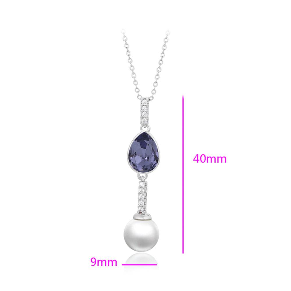 Halskette aus goldplattierter Legierung mit purpurfarbenem Emporia® Kristall und Glasperle 3 