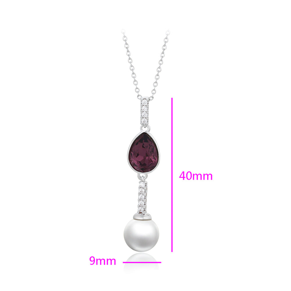 Halskette aus goldplattierter Legierung mit purpurfarbenem Emporia® Kristall und Glasperle 3 