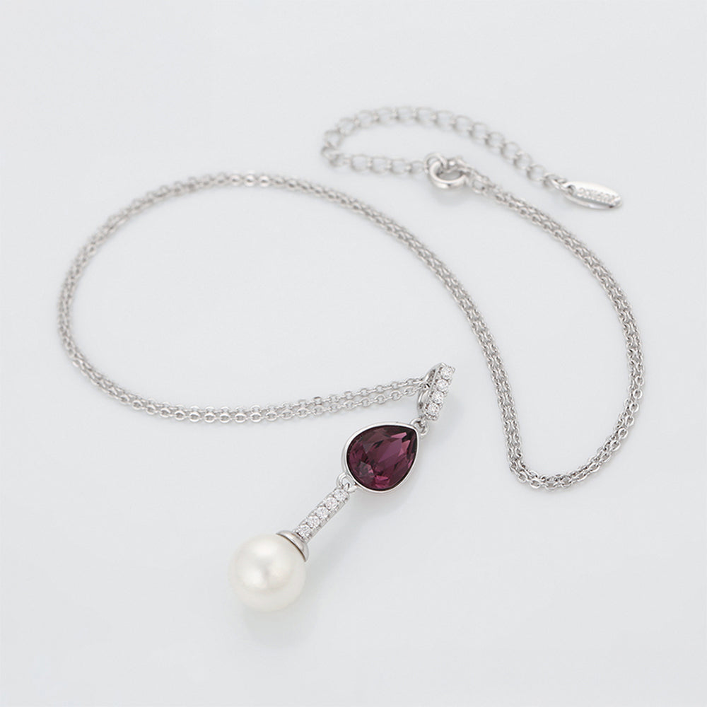 Halskette aus goldplattierter Legierung mit purpurfarbenem Emporia® Kristall und Glasperle 4 