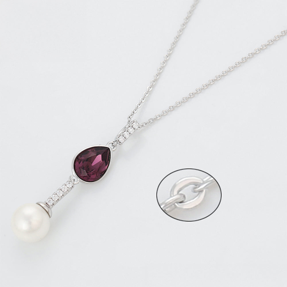 Halskette aus goldplattierter Legierung mit purpurfarbenem Emporia® Kristall und Glasperle 1 