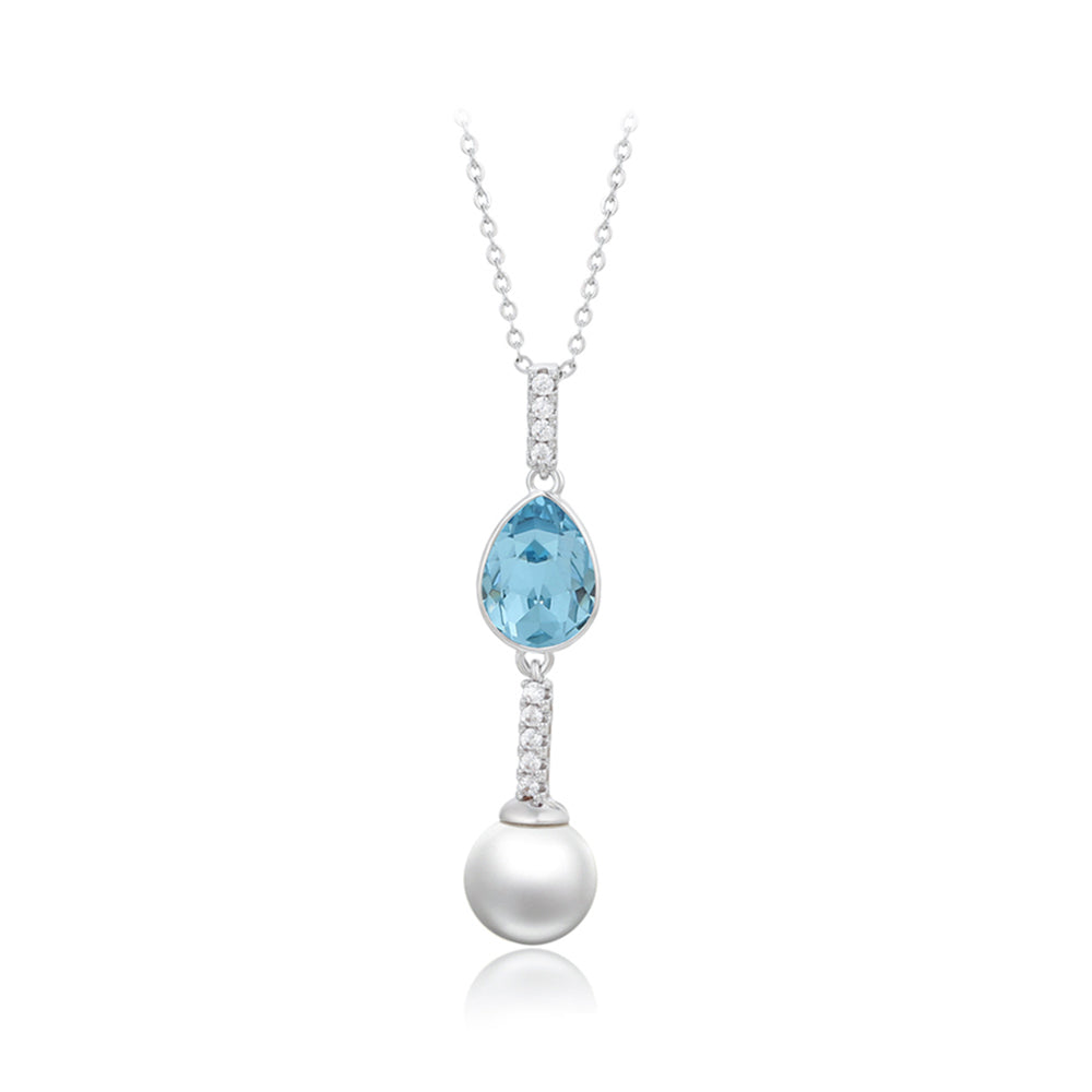 Halskette aus goldplattierter Legierung mit blauem Emporia®-Kristall und Glasperle 2 