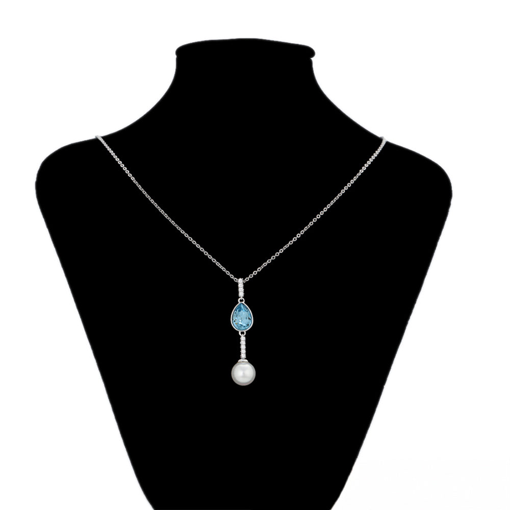 Halskette aus goldplattierter Legierung mit blauem Emporia®-Kristall und Glasperle 8 