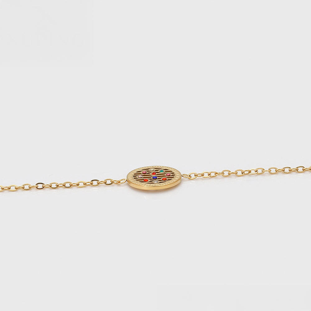 Schmuckgarnitur aus aus goldplattierter Legierung mit rotem Emporia®-Kristall und blauem Emporia®-Kristall 4 