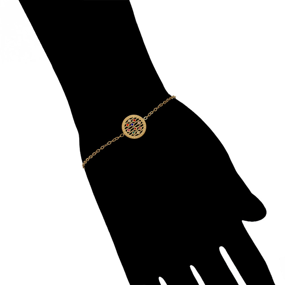 Schmuckgarnitur aus aus goldplattierter Legierung mit rotem Emporia®-Kristall und blauem Emporia®-Kristall 5 