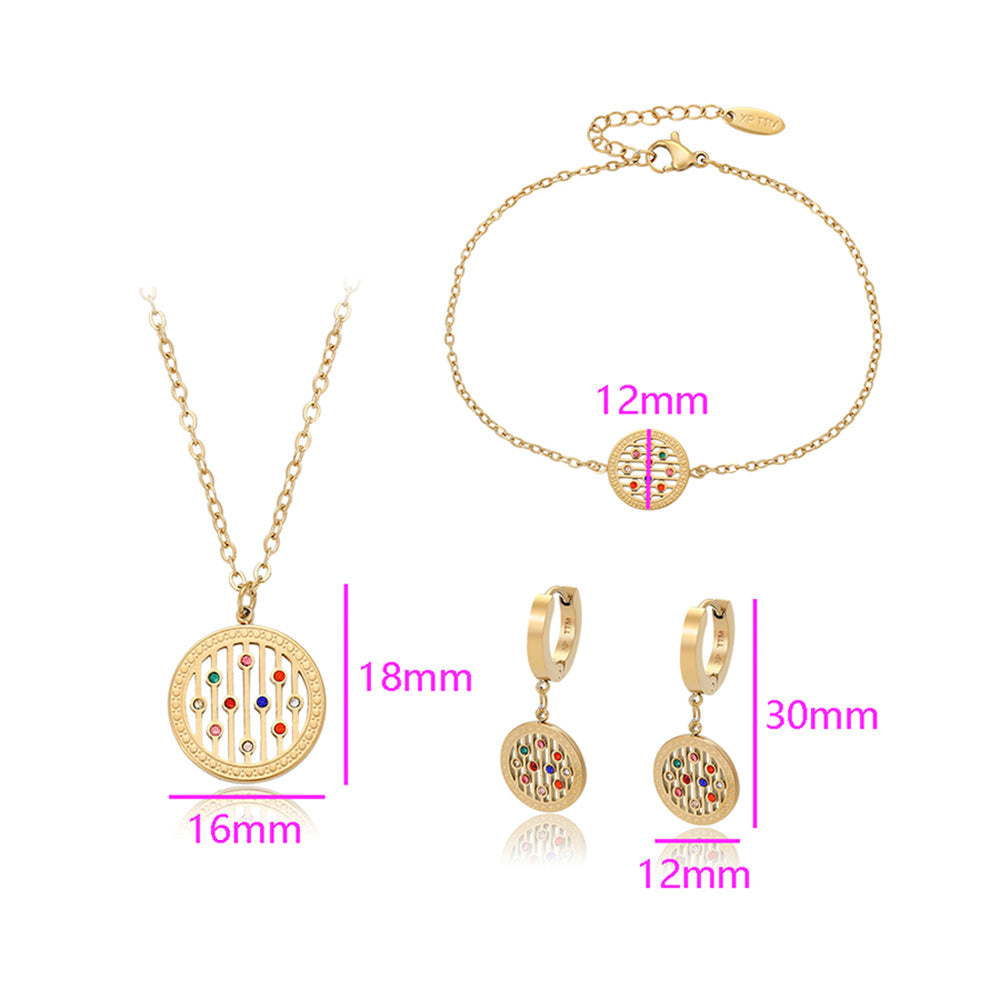 Schmuckgarnitur aus aus goldplattierter Legierung mit rotem Emporia®-Kristall und blauem Emporia®-Kristall 8 