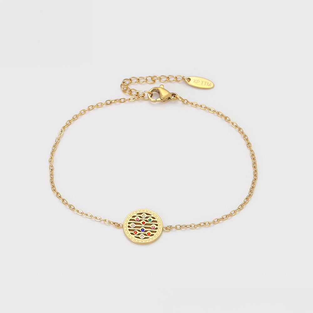 Schmuckgarnitur aus aus goldplattierter Legierung mit rotem Emporia®-Kristall und blauem Emporia®-Kristall 10 