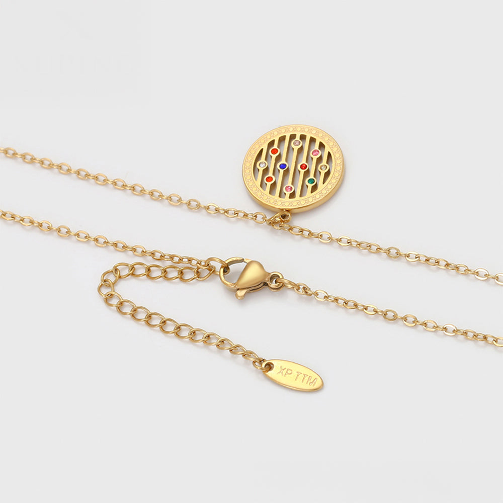 Schmuckgarnitur aus aus goldplattierter Legierung mit rotem Emporia®-Kristall und blauem Emporia®-Kristall 11 