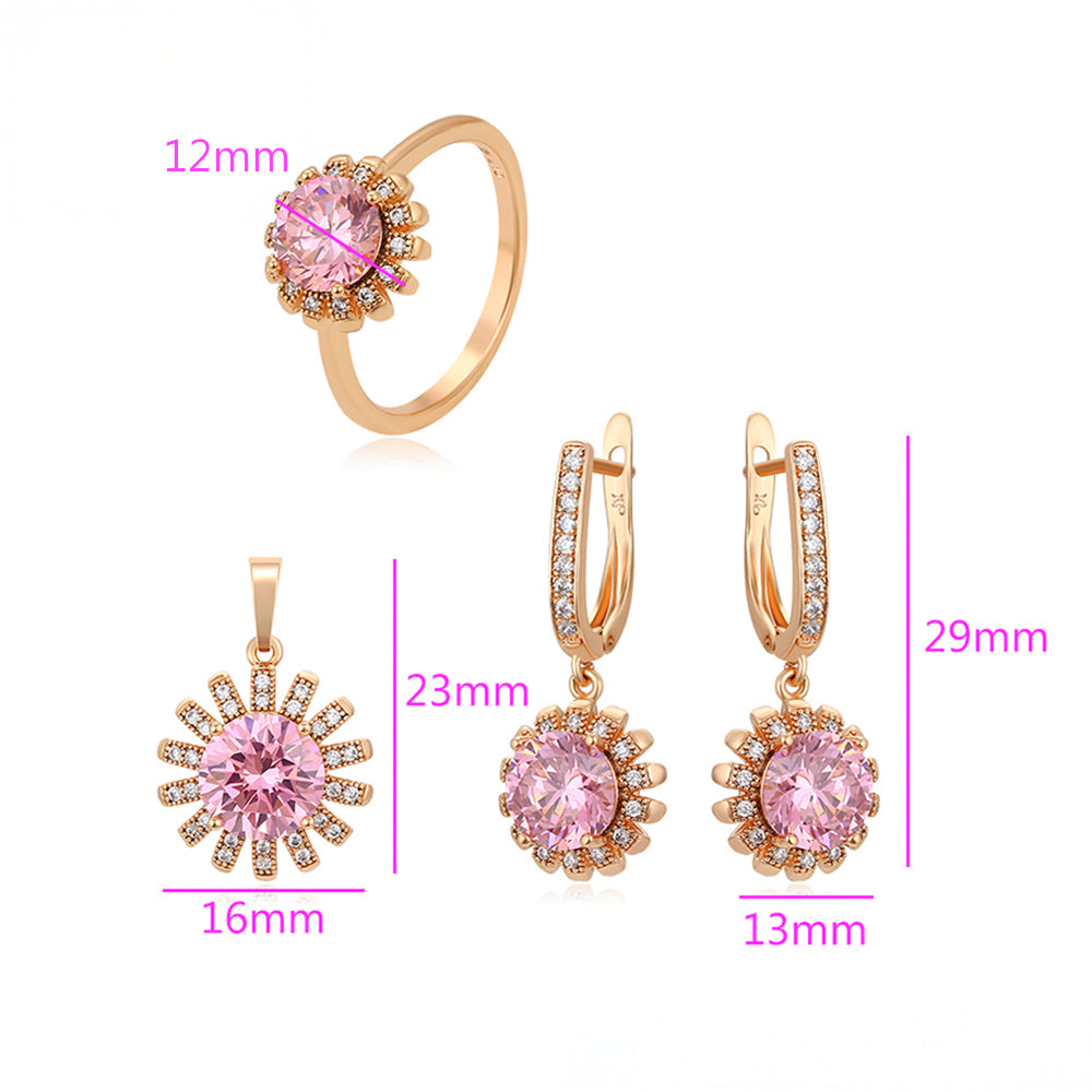 Schmuckgarnitur aus aus goldplattierter Legierung mit rosafarbenem Emporia® Kristall und weißem Emporia® Kristall 2 