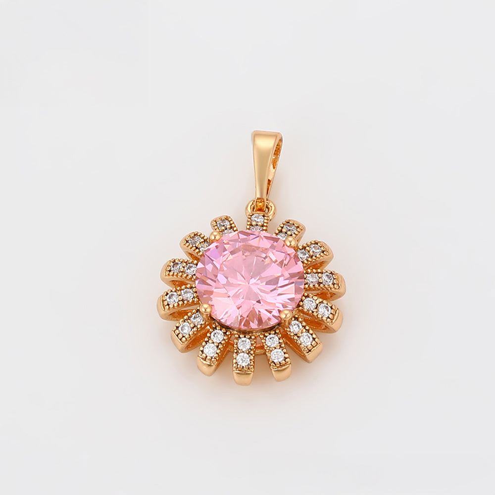 Schmuckgarnitur aus aus goldplattierter Legierung mit rosafarbenem Emporia® Kristall und weißem Emporia® Kristall 4 