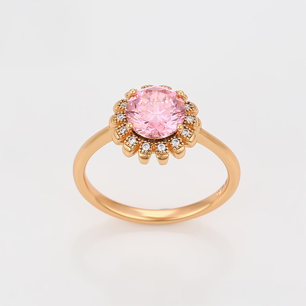 Schmuckgarnitur aus aus goldplattierter Legierung mit rosafarbenem Emporia® Kristall und weißem Emporia® Kristall 6 