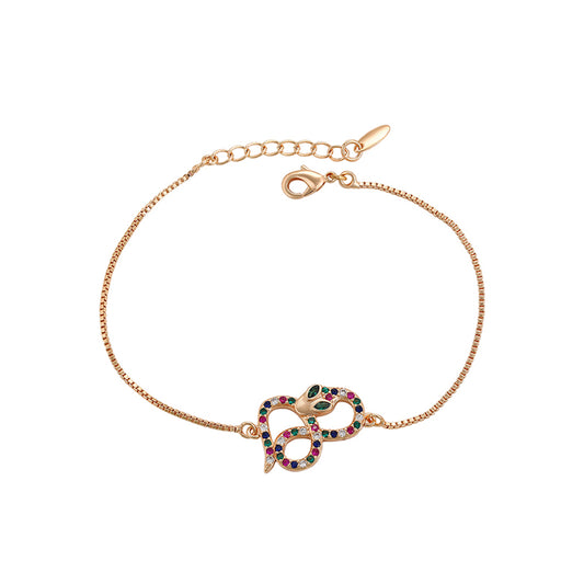 Armband aus goldplattiertesr Legierung mit rotem Emporia®-Kristall und grünem Emporia® Kristall