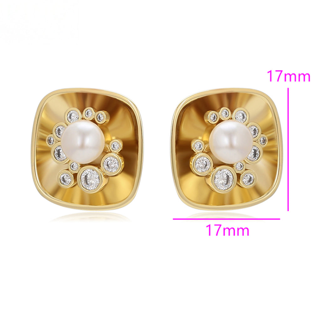 Ohrringe aus goldplattierter Legierung mit Glasperle und weißem Emporia® Kristall 2 