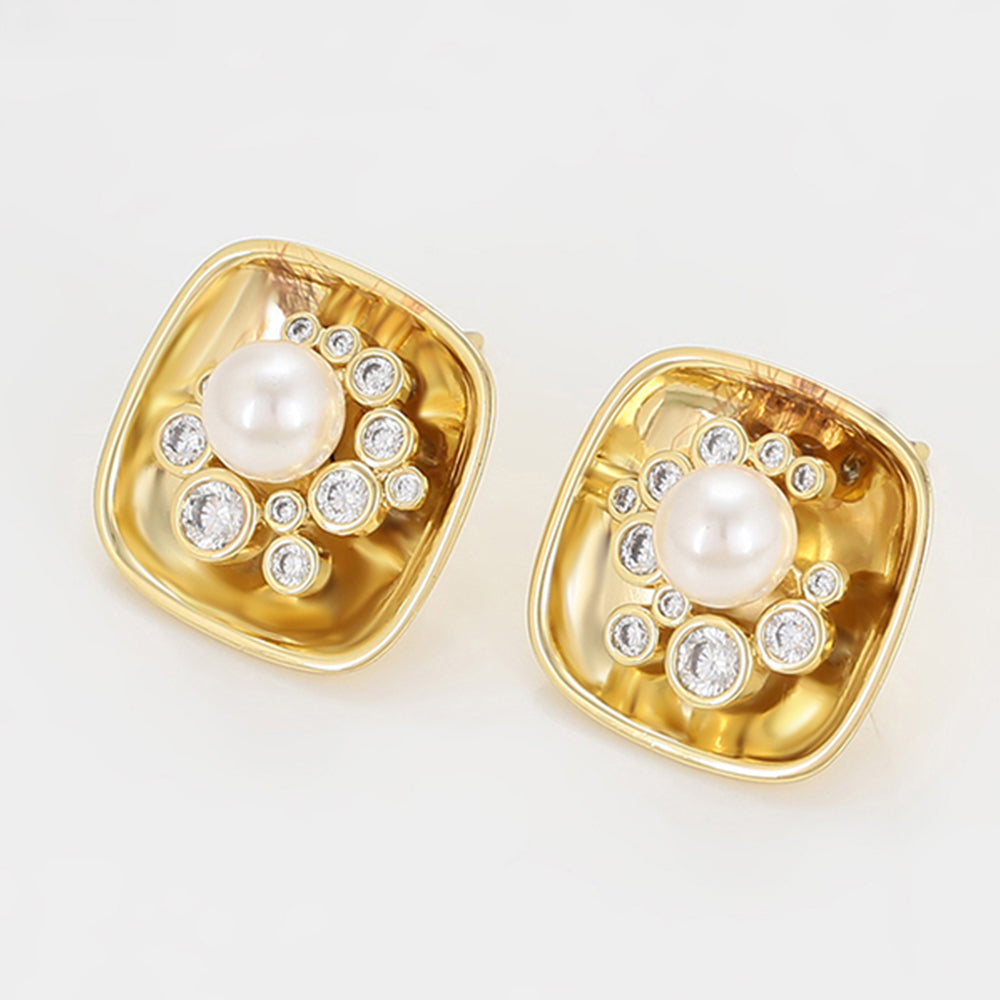 Ohrringe aus goldplattierter Legierung mit Glasperle und weißem Emporia® Kristall 3 