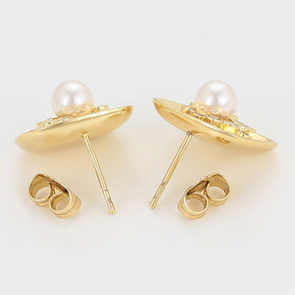Ohrringe aus goldplattierter Legierung mit Glasperle und weißem Emporia® Kristall 5 