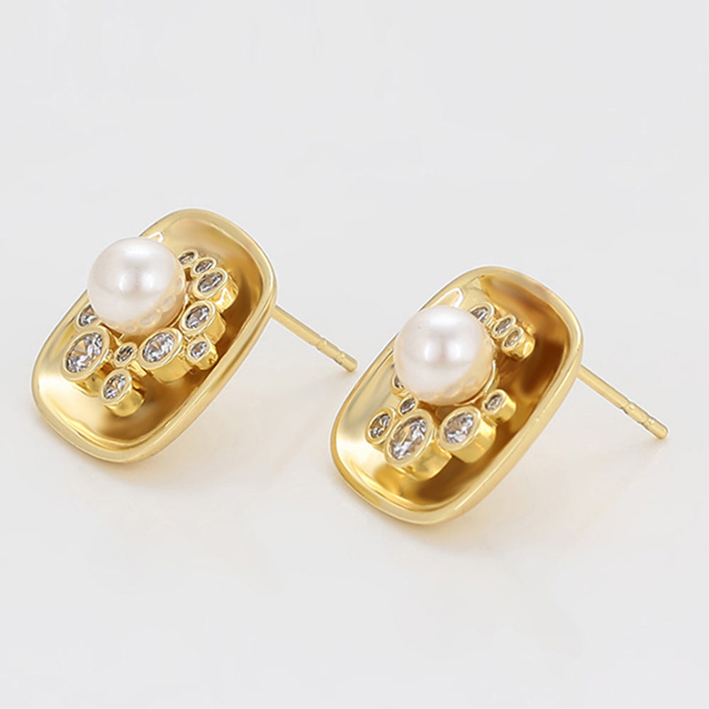 Ohrringe aus goldplattierter Legierung mit Glasperle und weißem Emporia® Kristall 7 