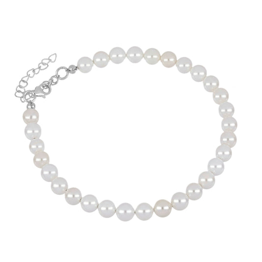Silberarmband mit weißer Süßwasserperle