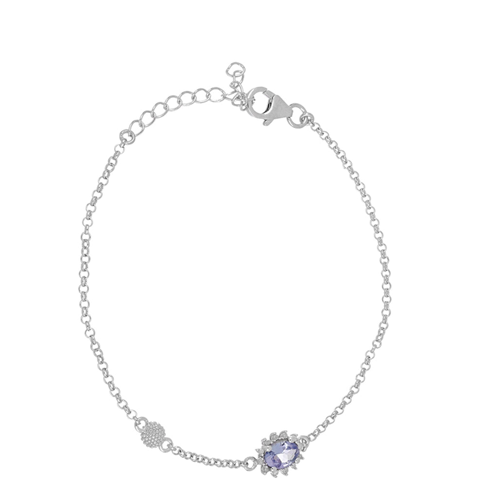 Silberarmband mit Tansanit und weißem Diamant 1 