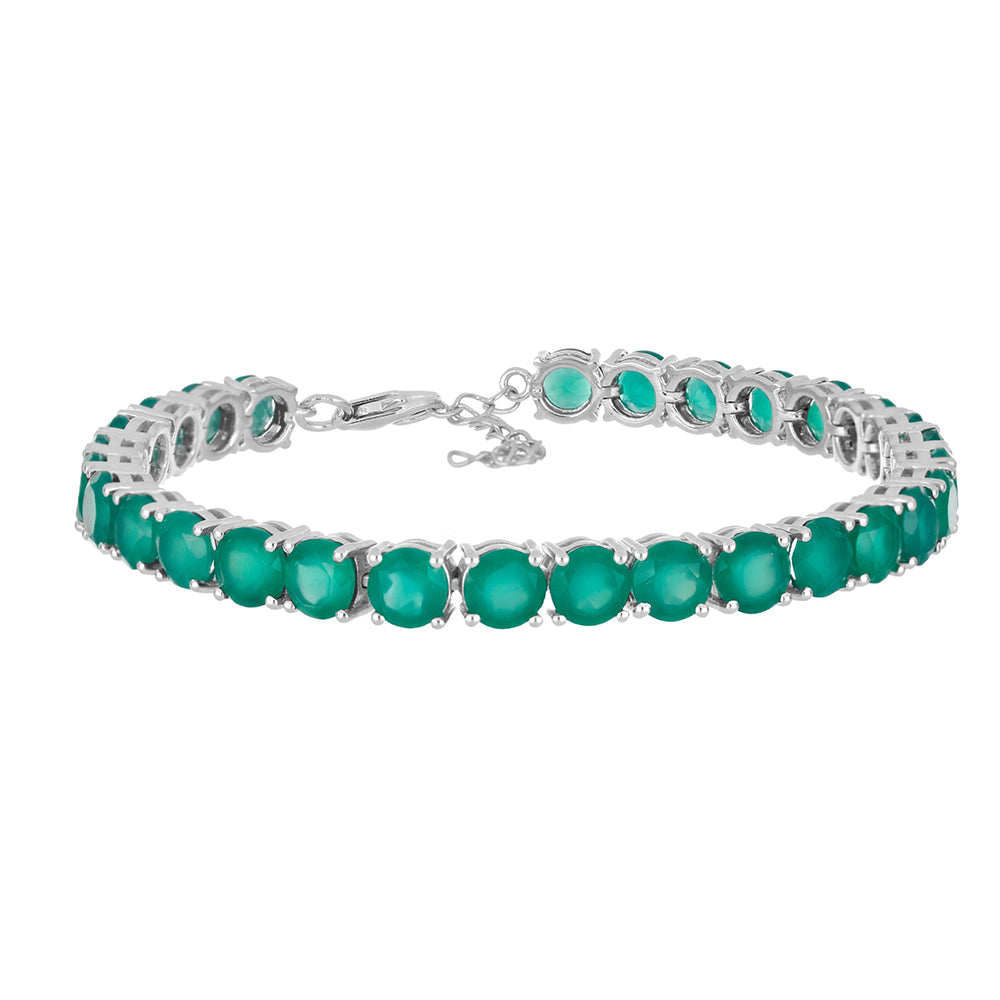 Silberarmband mit grünem Achat aus Spruce Pine 1 