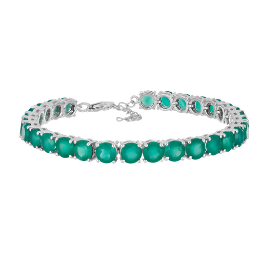 Silberarmband mit grünem Achat aus Spruce Pine