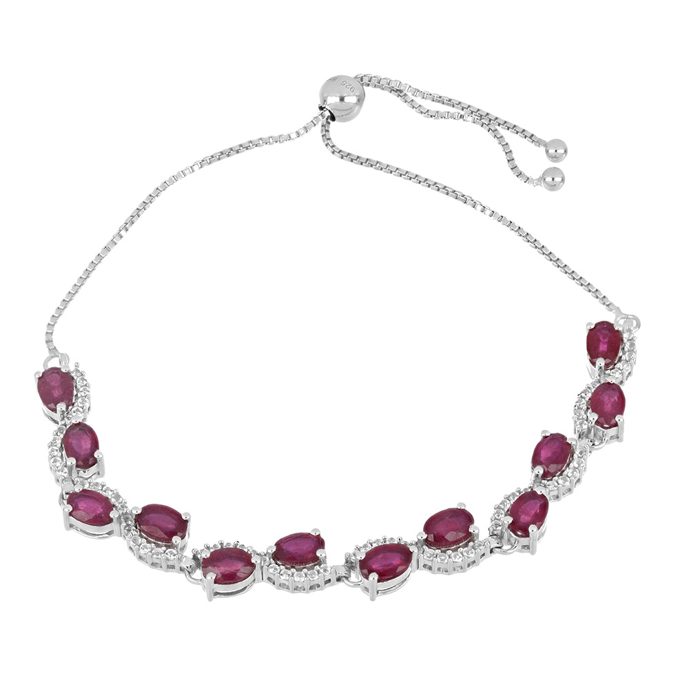 Silberarmband mit Rubin aus Madagaskar und weißem Topas