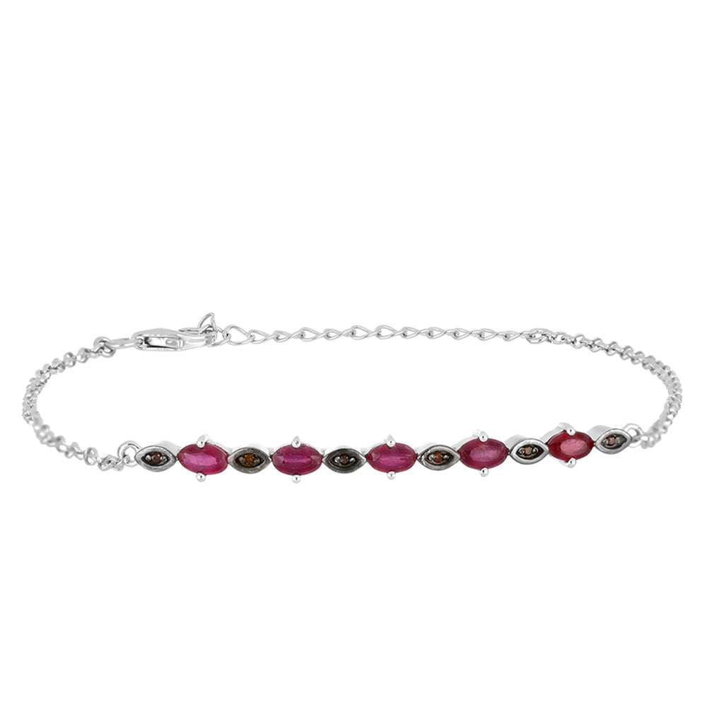 Silberarmband mit Rubin aus Madagaskar und rotem Diamant