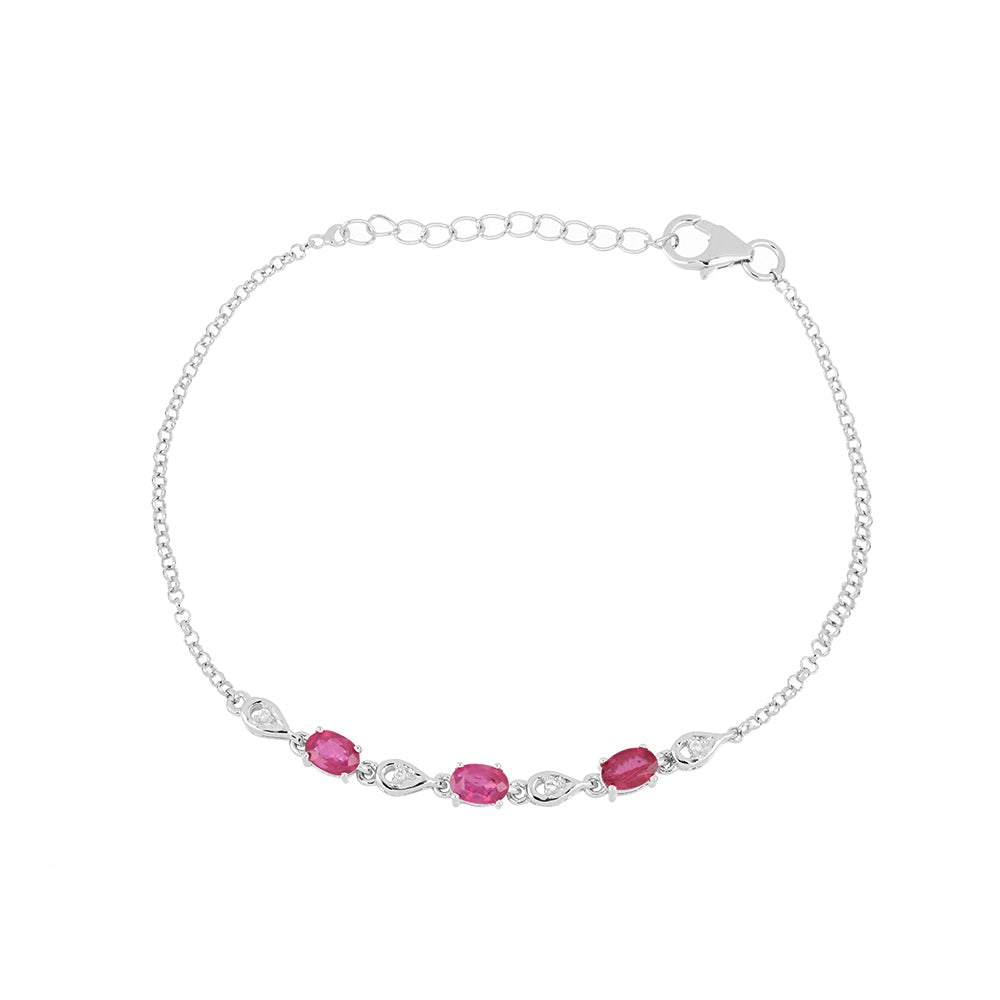Silberarmband mit Rubin aus Madagaskar und weißem Topas 1 