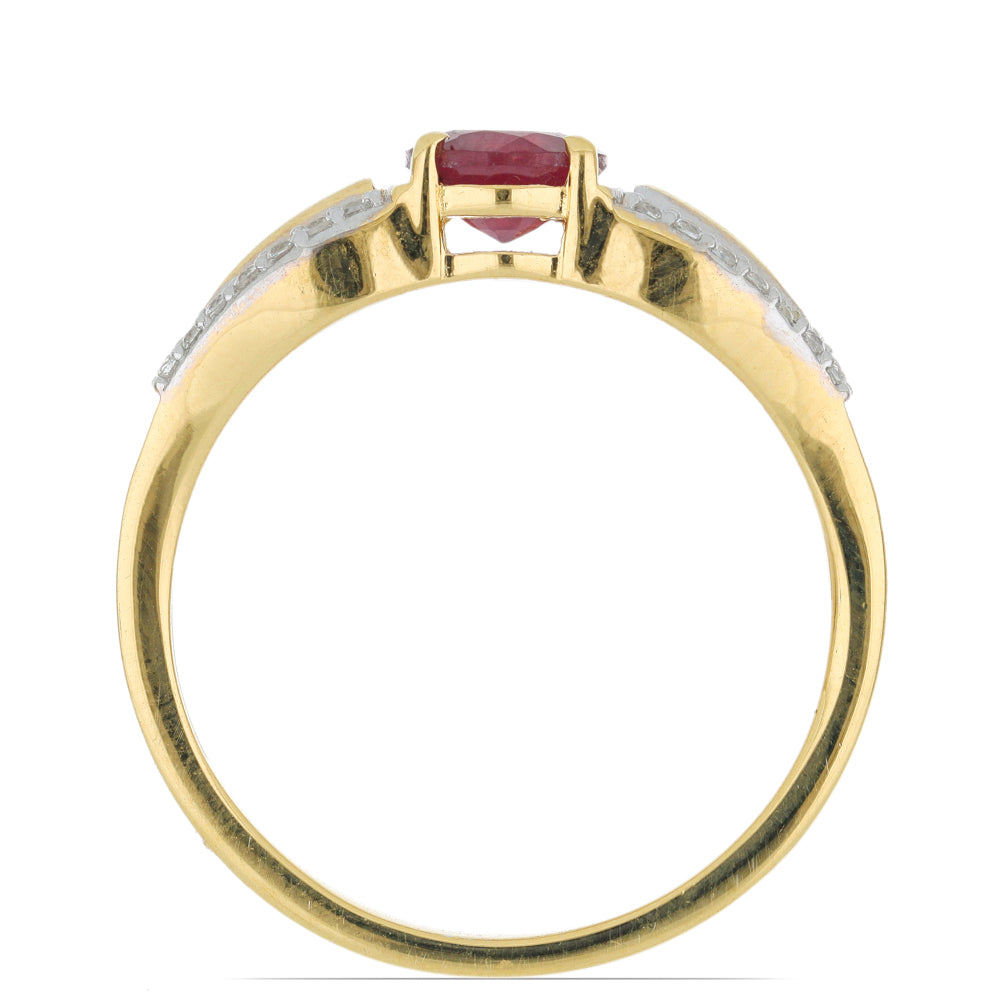 Goldplattierter Silberring mit Rubin aus Madagaskar und weißem Topas