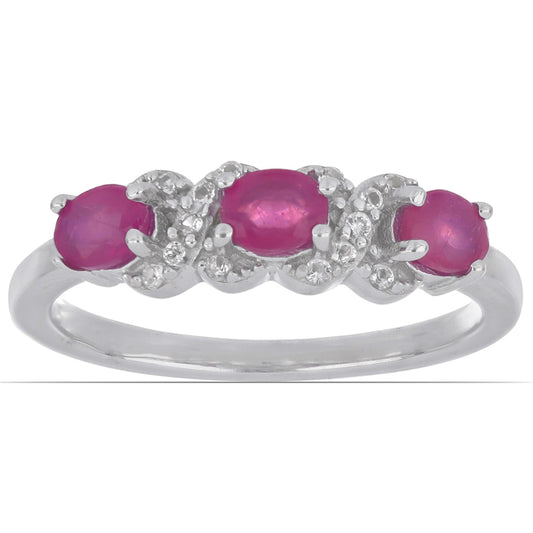 Silberring mit Rubin aus Madagaskar und weißem Topas