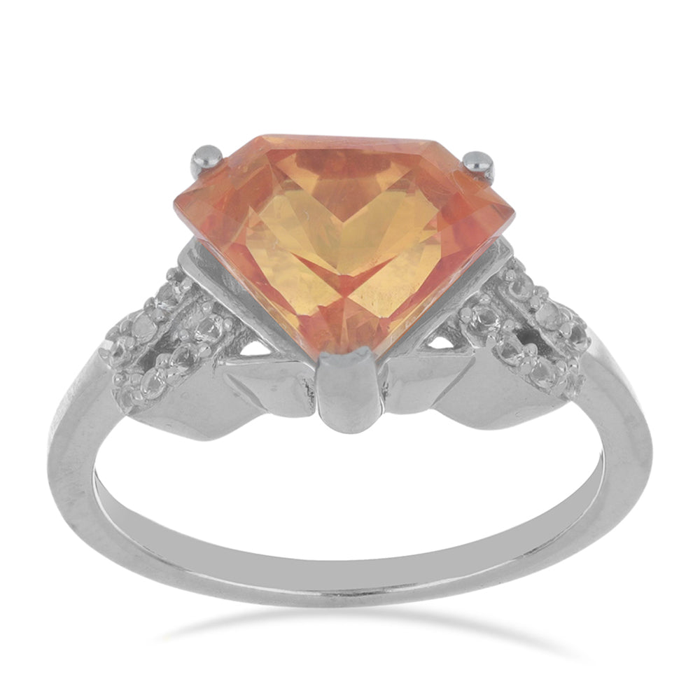 Silberring mit Padparadscha Quarz