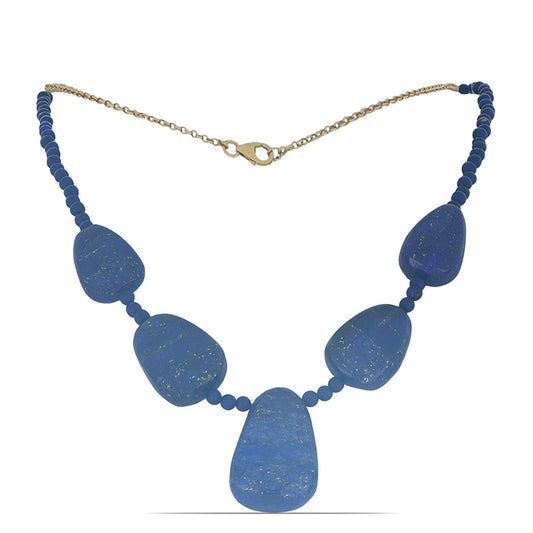 Goldplattierte Silberhalskette mit Lapislazuli aus Badakhshan