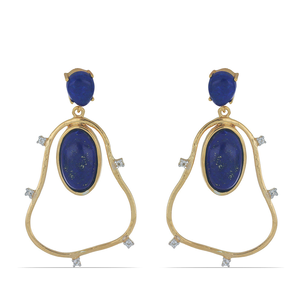 Goldplattierte Silberohrringe mit Lapislazuli aus Badakhshan 1 